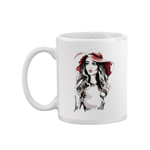 Beautiful Woman In Hat Mug - Image by Shutterstock