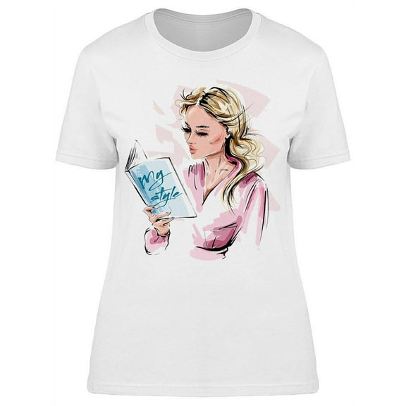 Beautiful Woman Reading T-Shirt Women -Image by Shutterstock, Female Large