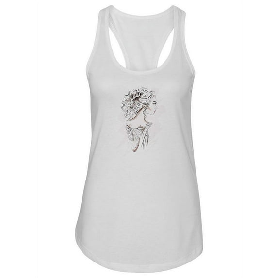Beautiful Woman Sketch Racerback Tank Women -Image by Shutterstock, Female x-Small