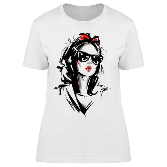 Beautiful Woman With A Bow T-Shirt Women -Image by Shutterstock, Female Medium