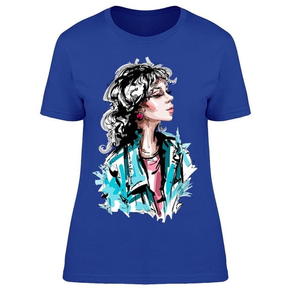 Beautiful Woman With Bangs T-Shirt Women -Image by Shutterstock, Female XX-Large