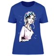 thumbnail image 1 of Beautiful Woman With Flowers T-Shirt Women -Image by Shutterstock, Female XX-Large, 1 of 2