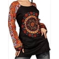 thumbnail image 1 of Beautiful Women Tops, Indian Kurti Tunic, Kurta Sale :  MANDALA | BLACK | Christmas | Bust Size 44", 1 of 2