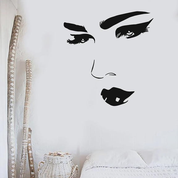 Beautiful Women Wall Decal Abstract Face Beauty Salon Makeup Room Girls Bedroom Interior Decor Vinyl Window Stickers Mural 42x44cm