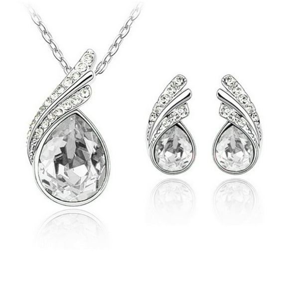 Beautiful Womens Necklace and Earrings Water Drop Jewelry Set
