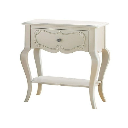 ACME Edalene 1-Drawer Wooden Nightstand with Bottom Shelf in Pearl White
