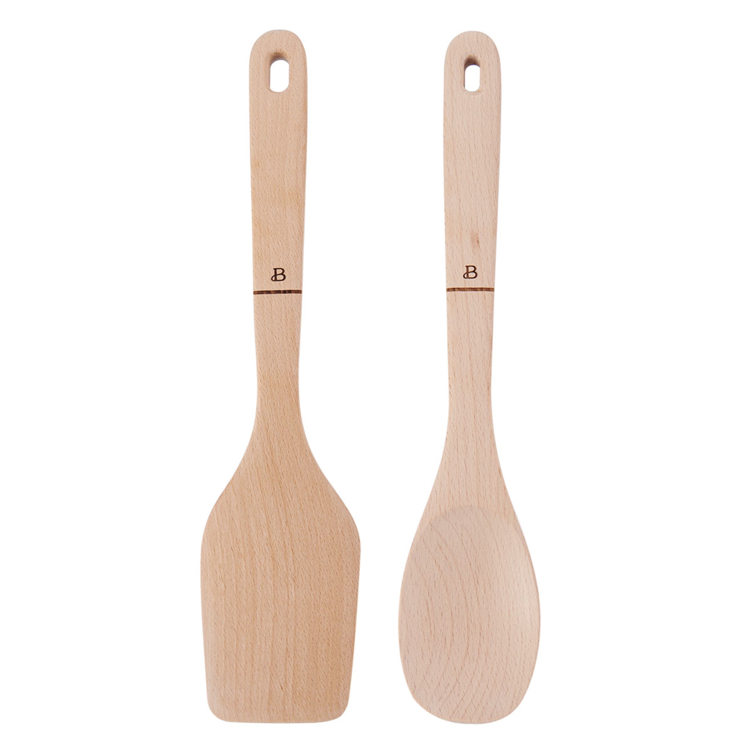 Beautiful Wood Spoon and Turner Set with Beechwood Finish , by Drew