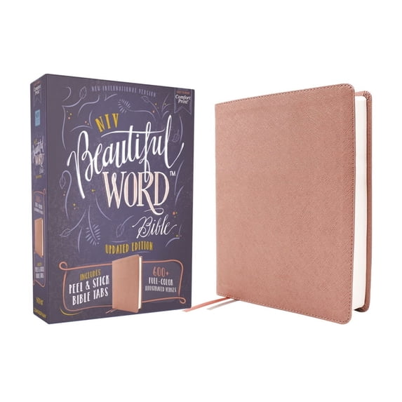 Beautiful Word Niv, Beautiful Word Bible, Updated Edition, Peel/Stick Bible Tabs, Leathersoft, Pink, Red Letter, Comfort Print: 600+ Fu, (Hardcover)