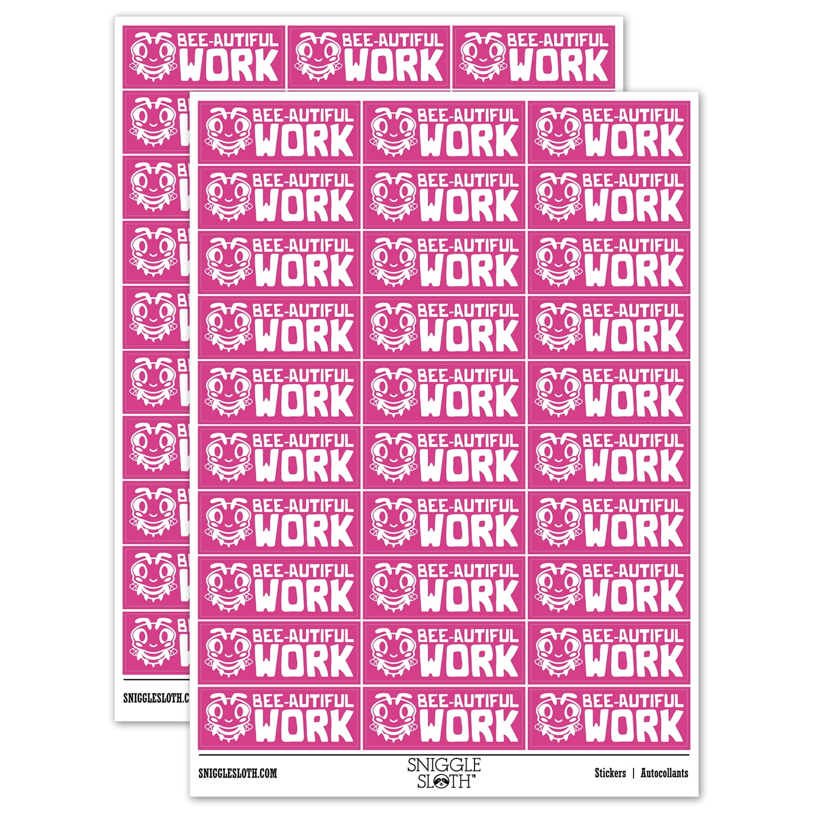 Beautiful Work Bee Teacher Student School Sticker Set - Hot Pink ...
