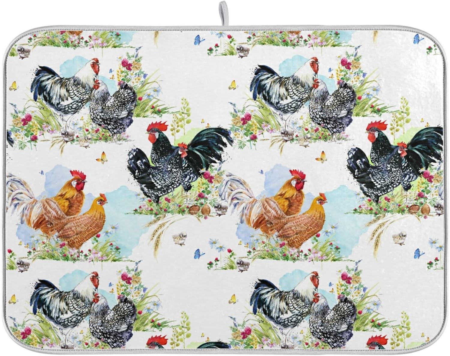 Beautiful Yellow Lemons Leaves Floral Absorbent Dish Drying Mat,16