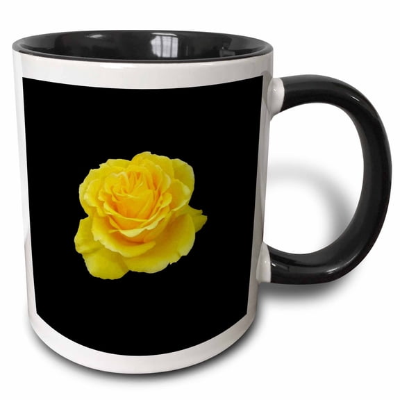 3drose, Beautiful Yellow Rose Isolated Vector Art, 11oz Two-tone Black Mug