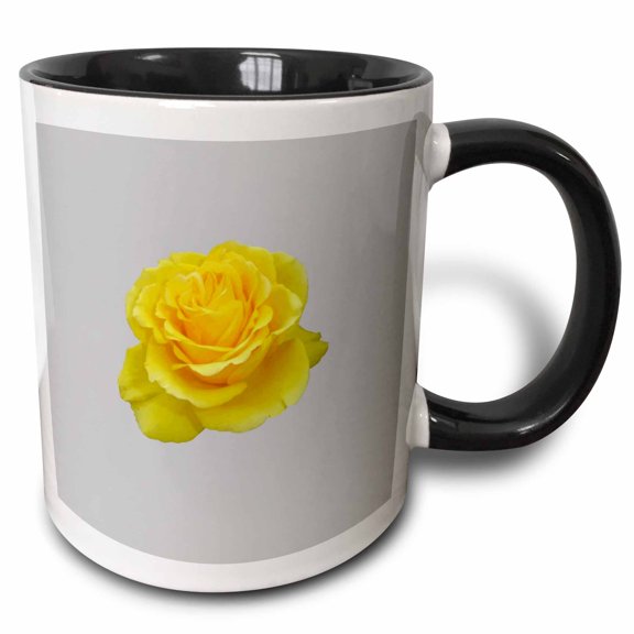 3drose, Beautiful Yellow Rose Isolated Vector Art, 11oz Two-tone Black Mug