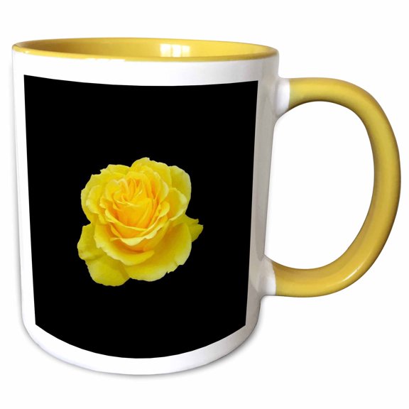 3drose, Beautiful Yellow Rose Isolated Vector Art, 11oz Two-tone Yellow Mug