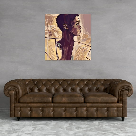 Beautiful african american model wall art 28x28in canvas stretched on wood frame
