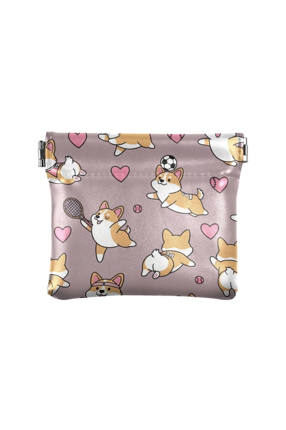 Beautiful and Funny Corgi Sog Wallet Small PU Leather Change Pouch Wallet for Women