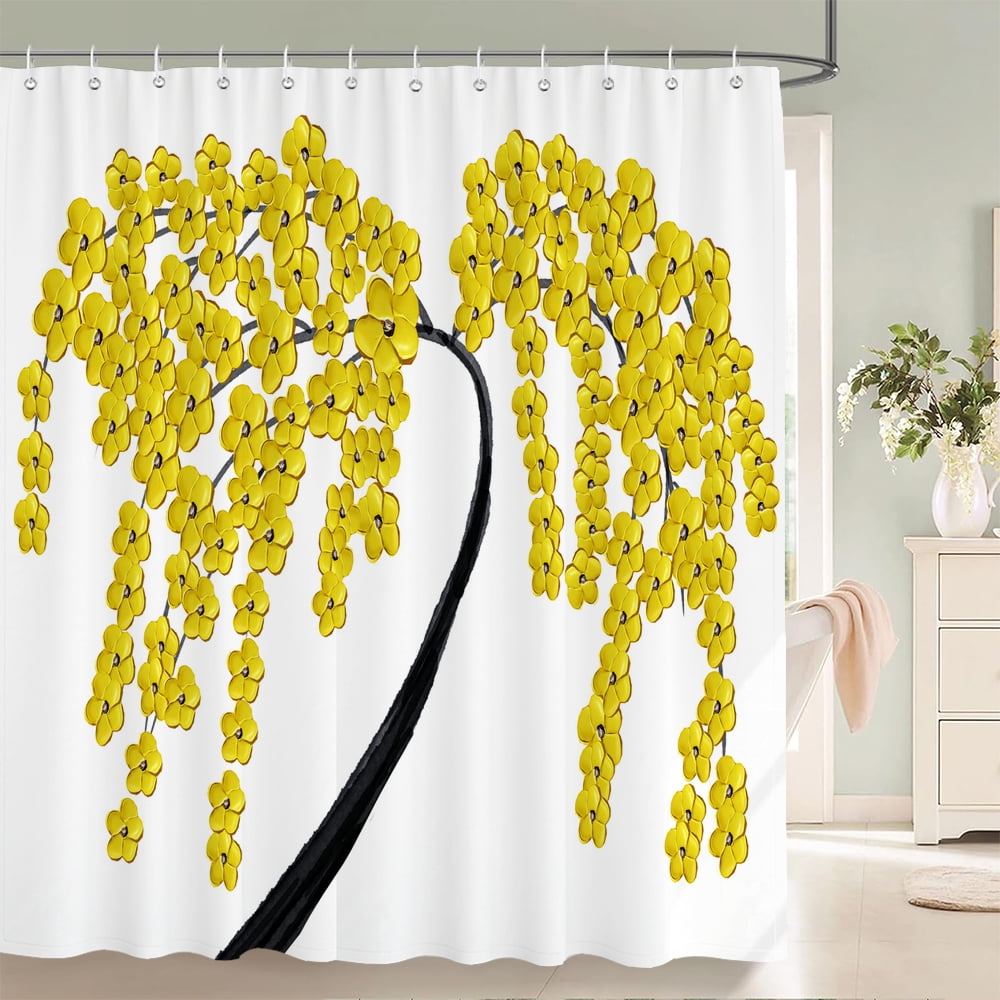 Beautiful and White Flowers Shower Curtains Waterproof Fabric Floral ...