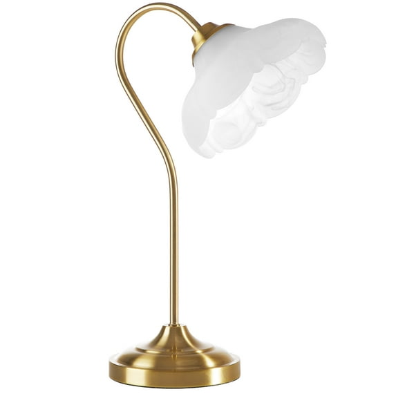 Beautiful by Drew Barrymore 19" Gold Metal Table Lamp with Glass Petal Shade