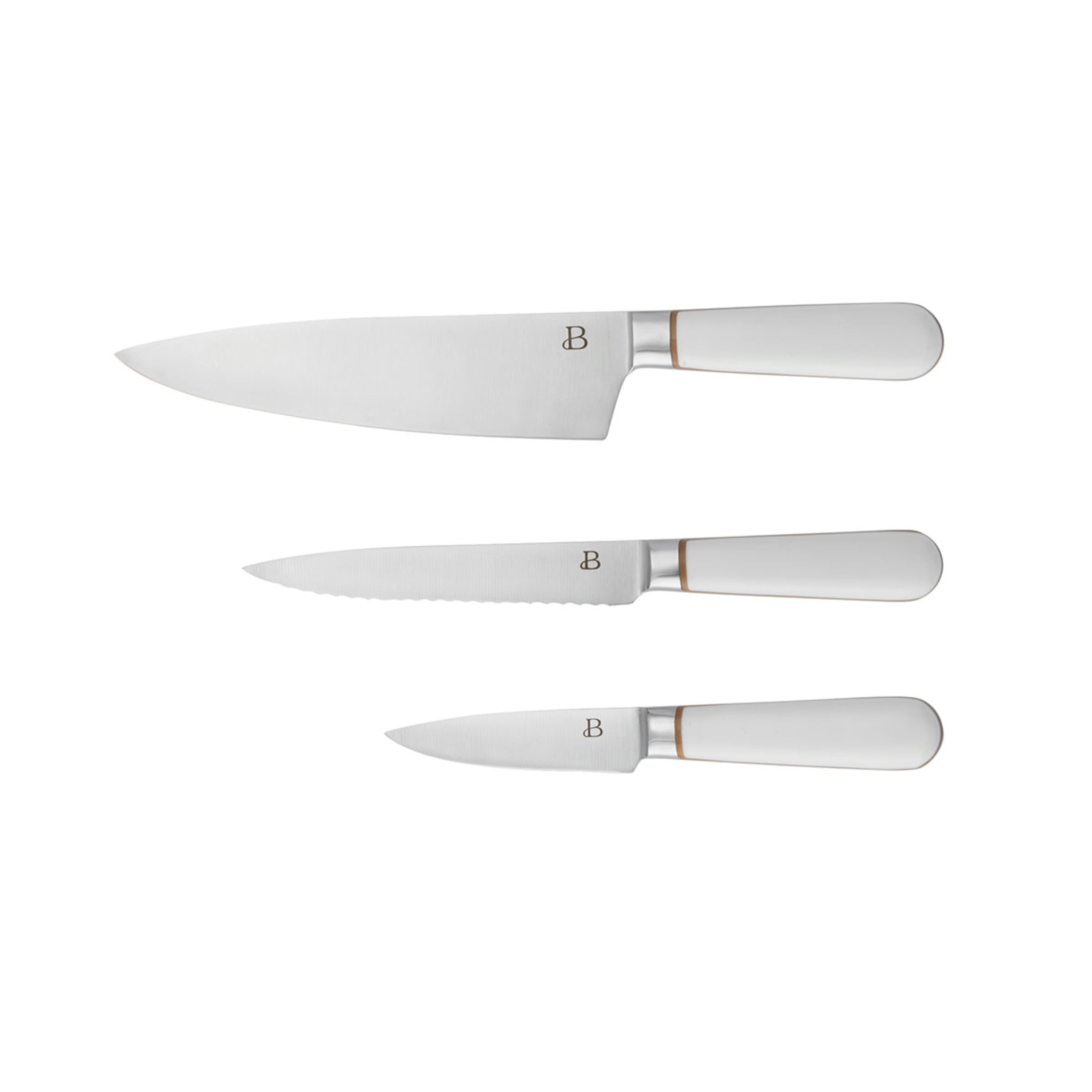 Beautiful by Drew Barrymore 3-piece Forged Kitchen Chef Knife in White with Gold Accents Walmart.com
