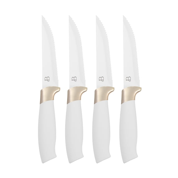 Beautiful by Drew Barrymore 4 Piece Steak Knife Set, White Icing