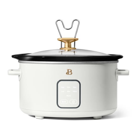 Beautiful by Drew Barrymore 4 Qt Slow Cooker, Touch-Activated Display, White Icing