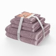 thumbnail image 1 of Beautiful by Drew Barrymore 6-Piece Textured Bath Towel Set, 100% Cotton, Rose Pink, 1 of 5