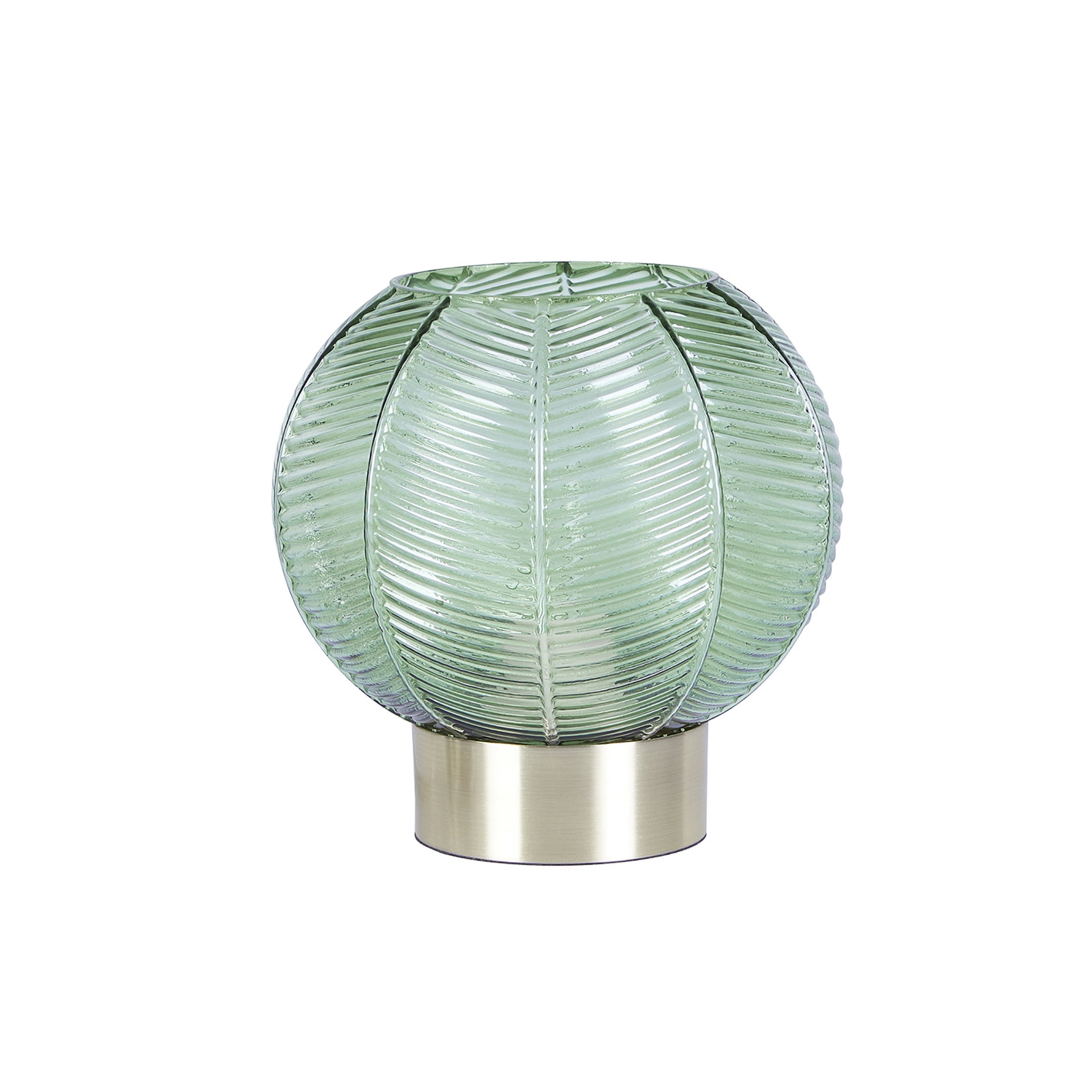 Beautiful by Drew Barrymore 8” Sleek Gold Table Lamp with Ribbed Glass ...