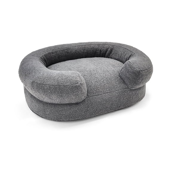 Beautiful by Drew Barrymore Bolster Small Pet Bed, Charcoal, 21 x 27 x 7 in