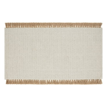 Beautiful by Drew Barrymore Cotton Jute Accent Rug with Tassels , 27" x 45", Neutral