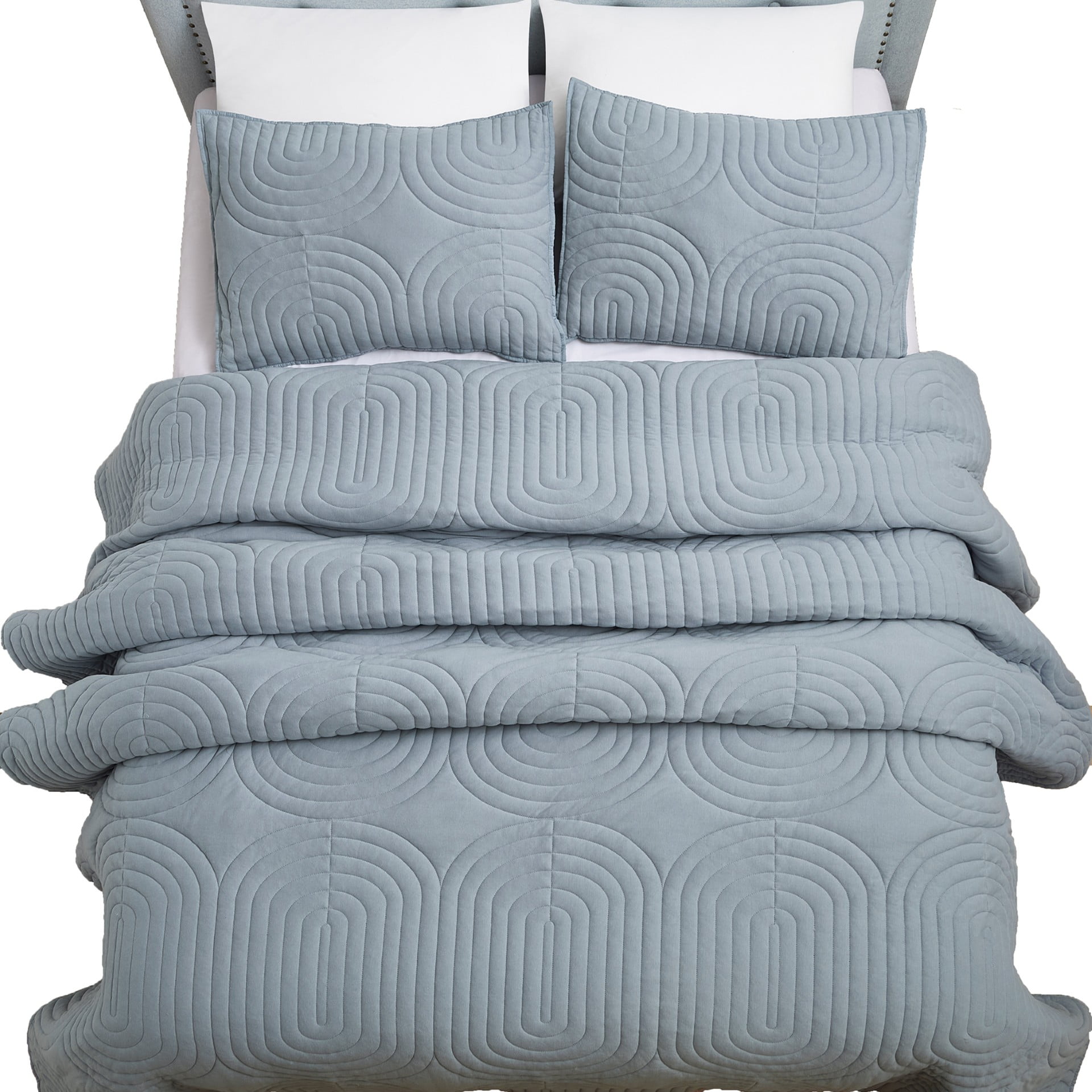 Beautiful by Drew Barrymore Geo Jersey Quilt, Blue, King, Adult/Teen ...