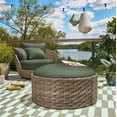 thumbnail image 1 of Beautiful by Drew Barrymore Outdoor Wicker Reversible-Top Ottoman and Coffee Table with Cover, Brown/Thyme, 1 of 11