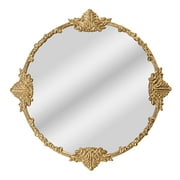 Beautiful by Drew Barrymore Round Ornate Gold Frame Wall Mirror