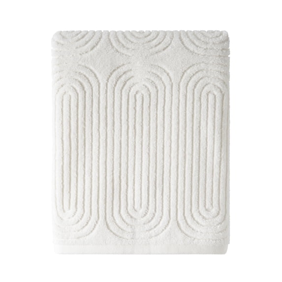 Beautiful by Drew Barrymore Textured Bath Towel, 100% Cotton, Off White