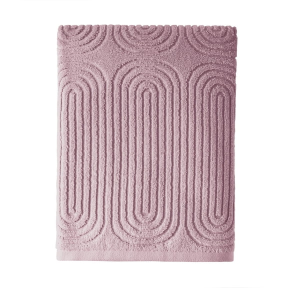Beautiful by Drew Barrymore Textured Bath Towel, Soft 100% Cotton, Rose Pink