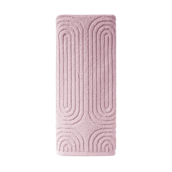 Beautiful by Drew Barrymore Textured Hand Towel, 100% Cotton, Rose Pink