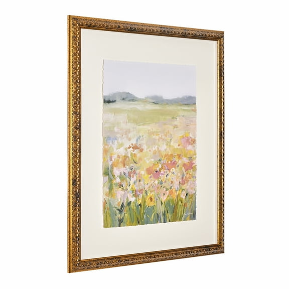 Beautiful 16.63" x 20.63" Framed Vintage Floral Field Landscape Wall Art by Drew Barrymore