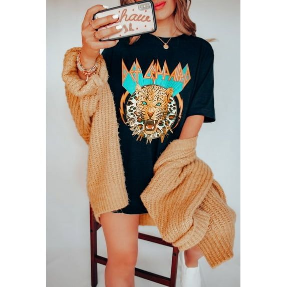 Beautiful comfort shirt model, Vintage 80's Rock Band Tee Shirt Leppard Comfort Colors TShirt Rock and Roll Leopard Retro Music Festival Shirt Trendy Gift Shirt.