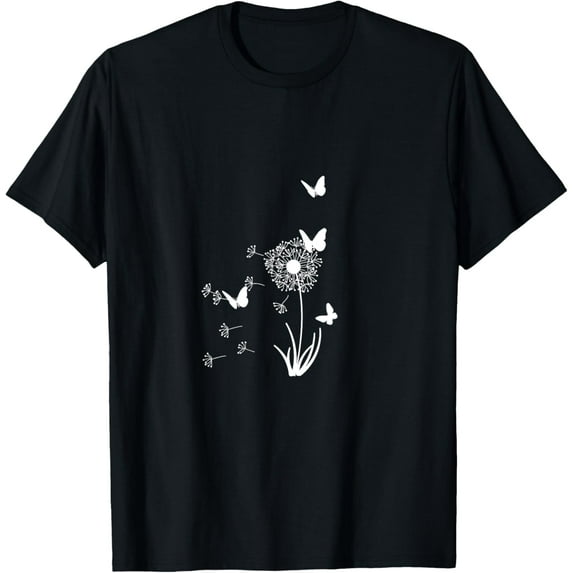 Beautiful dandelion with butterflies and spores gift T-Shirt