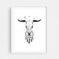 thumbnail image 1 of Beautiful dream bw - Illustration Skull Line Art Boho Black and White Western Minimalist Nature White Framed Wall Art Print 18 x 24 inches, 1 of 1