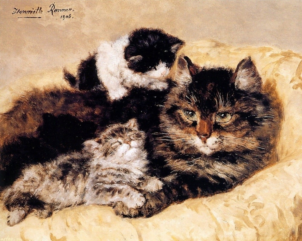 Beautiful kittens Canvas Art - Henriette Ronner-Knip (24 x 36)