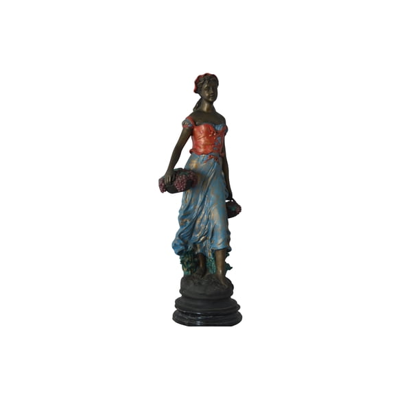 Nifao Beautiful lady with grapes bronze statue – Home Office Decor Sculpture, 14"L x 6"W x 20"H