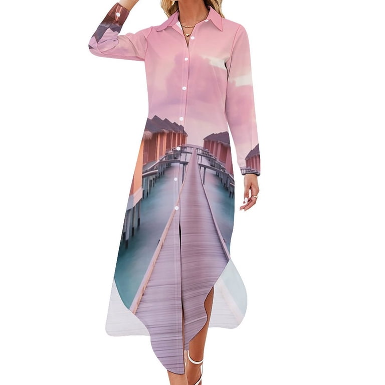 Beautiful maldives travel hostel Long Sleeved Shirt Dress Woman's evening  dress Evening gown Dress for girls Women's long - Walmart.com