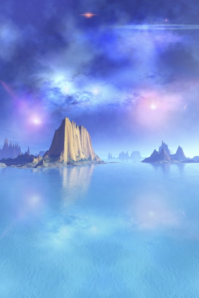 Beautiful night scene of the ocean Canvas Art - Corey FordStocktrek Images (23 x 35)