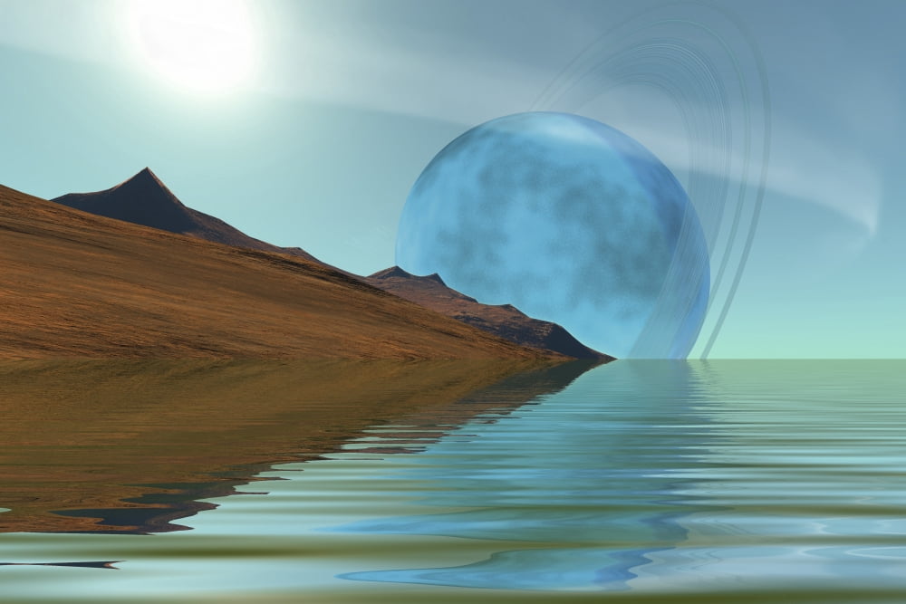 Beautiful ripple reflections grace this water world Canvas Art - Corey FordStocktrek Images (35 x 23)