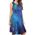 thumbnail image 1 of Beautiful space, stars, planets, cosmos Spring Summer Dresses for Women Fashion T-shirt Dress Casual Sleeveless Loose Sundress with Pockets, 1 of 5