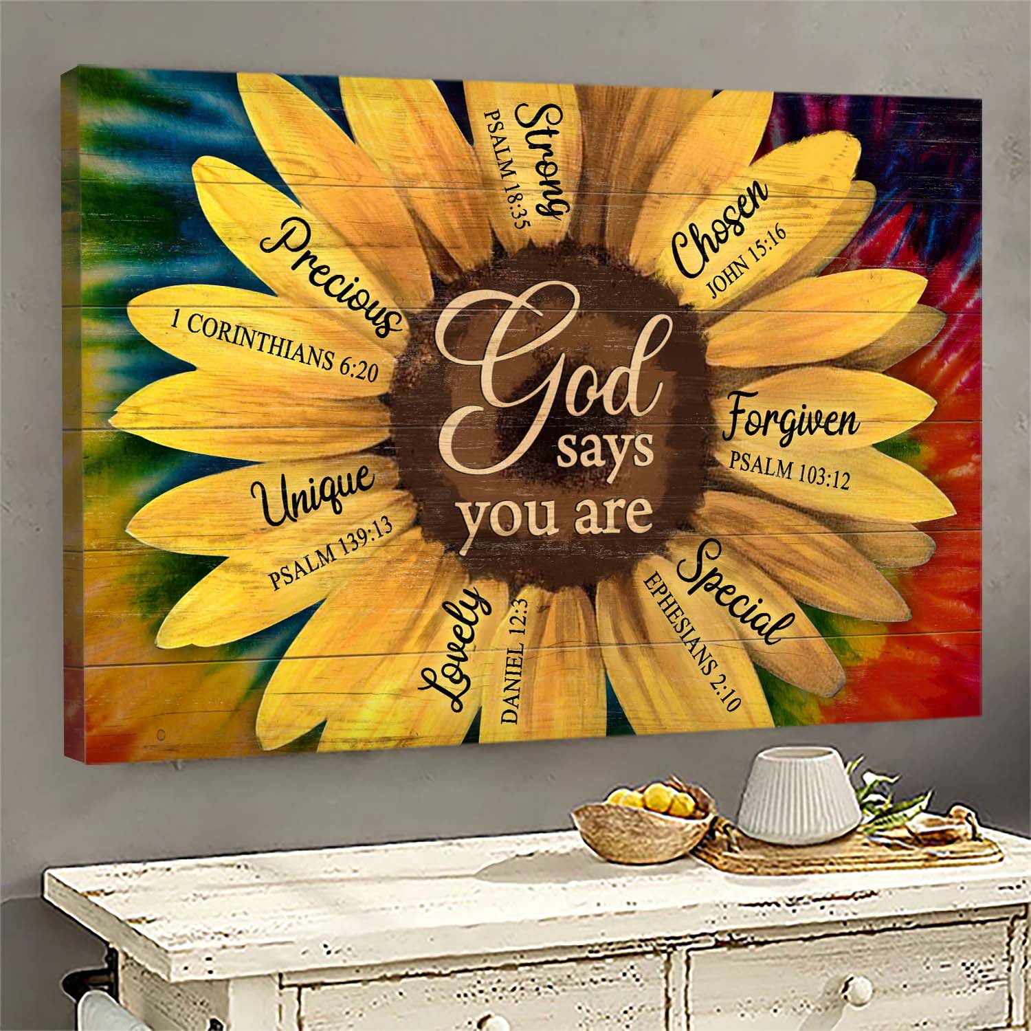 Beautiful sunflower, God says you are - Jesus Landscape poster Prints ...