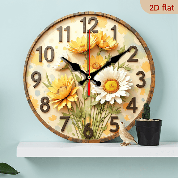 Beautiful sunflowers.1 pc wall clock.Accurate timing, frameless design, simple and elegant. Silent movement, silent walking, healthy sleep every day,10*10inch.