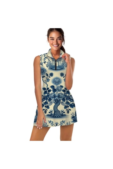 sachin and babi light blue dress Capri Short Tunic Dress in Turquoise Blue Scenic Toile, 8