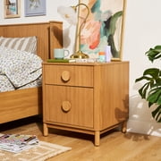 Beautiful with Drew Barrymore 2-Drawer Fluted Nightstand, Teched Away, Warm Honey Finish