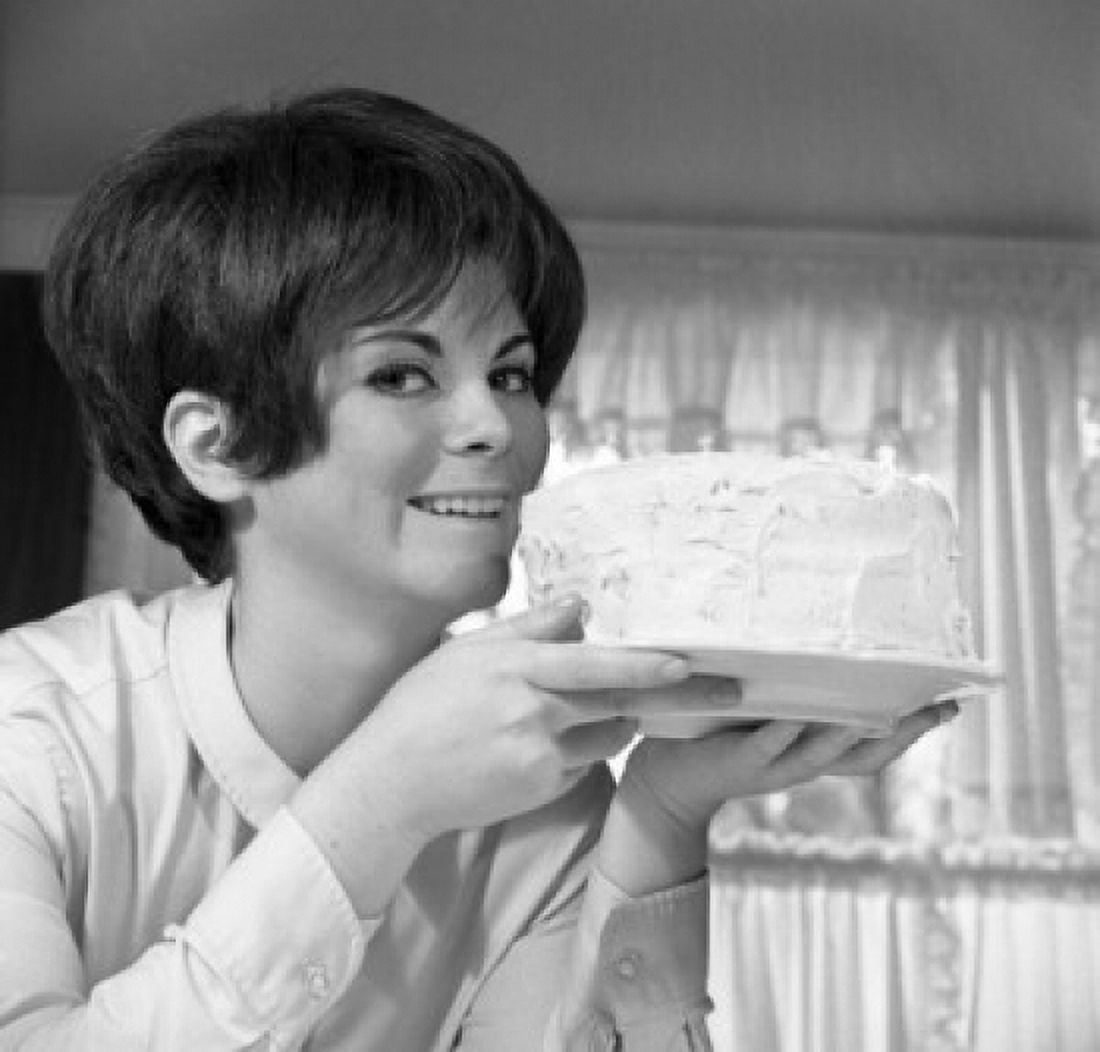 Beautiful woman holding cake Canvas Art - (18 x 24)