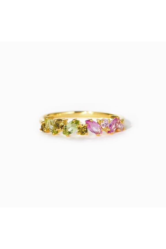 Beautifully Broken Ring Self Love Rings for Her 14K Gold Plated Birthstone Rings for Women 925 Sterling Silver Colorful Gemstone Cubic Zirconia Ring Stackable Birthday Encouragement Christmas Gifts